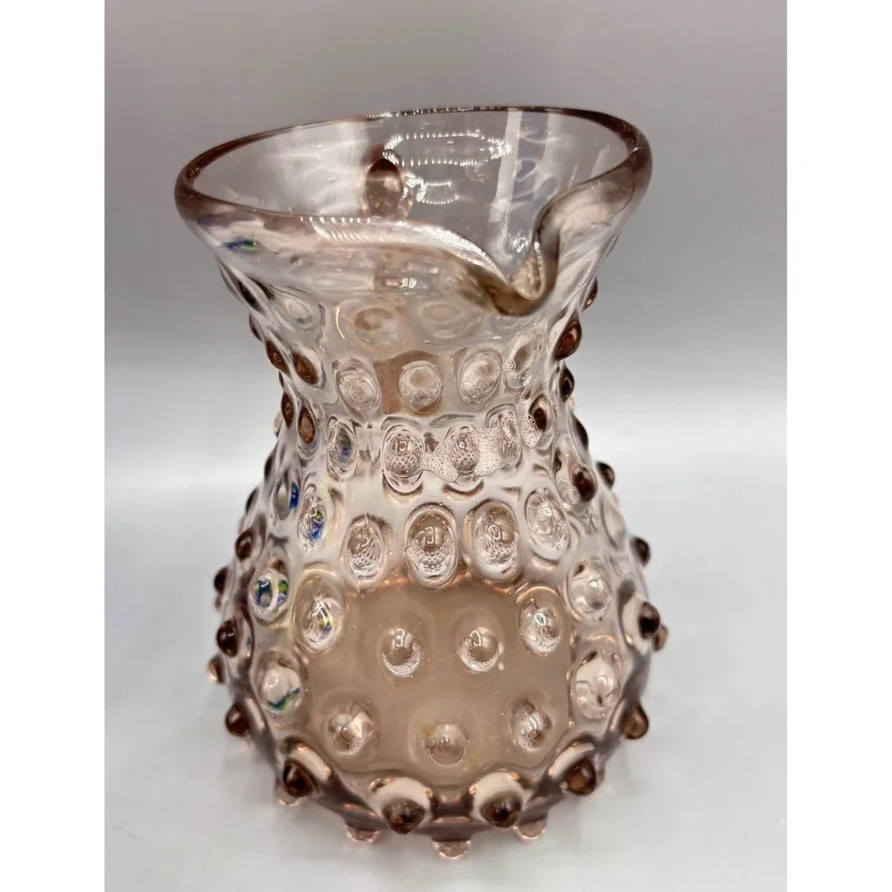 Vtg Smoky Amethyst Glass Hobnail‎ Wart Pitcher Small Creamer Hand Blown Decor